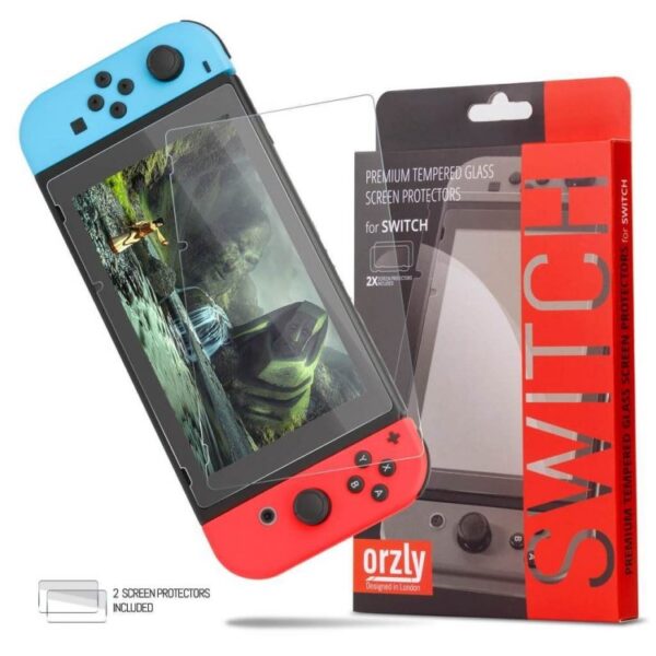 Orzly Nintendo Switch Tempered Glass (0.24mm) Προστατευτικό οθόνης - Σετ των 2