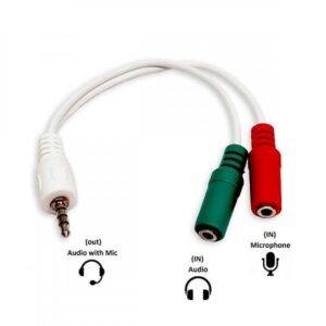 Maxpower 2*3.5mm Female to 3.5mm Male Auxiliary Stereo Y Headset/Microphone Combiner Audio Cable  20cm