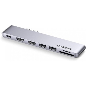 Ugreen 7-in-2 Type-C Pro Hub 4K για Macbook Pro / Air 100W with Dual 4K HDMI + 2*USB3.0 Θύρες + Card reader