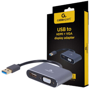 CABLEXPERT 4K USB TO HDMI + VGA DISPLAY ADAPTER SPACE GREY RETAIL PACK_1