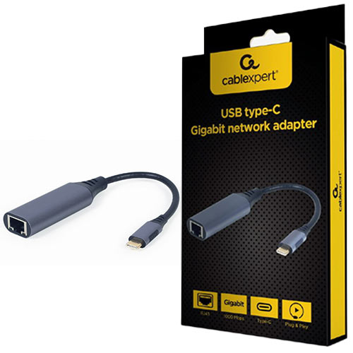 CABLEXPERT USB TYPE-C GIGABIT NETWORK ADAPTER SPACE GREY RETAIL PACK_1