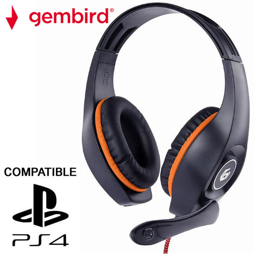 GEMBIRD GAMING HEADSET WITH VOLUME CONTROL PC/PS4 ORANGE-BLACK_1