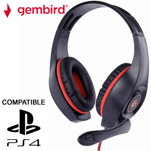 GEMBIRD GAMING HEADSET WITH VOLUME CONTROL PC/PS4 RED-BLACK_1