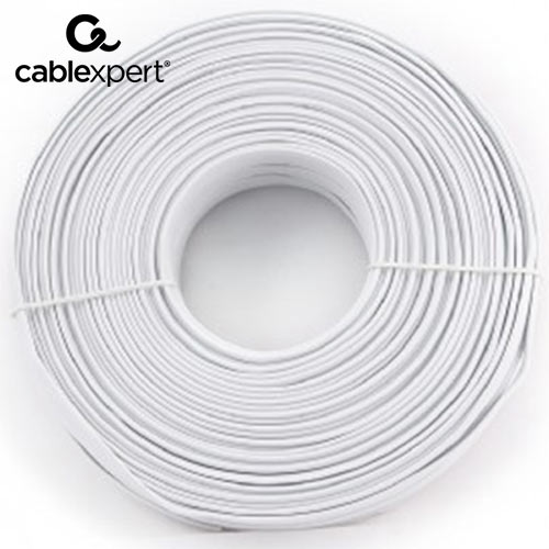 CABLEXPERT FLAT TELEPHONE CABLE STRANDED WIRE 100m WHITE 4 WIRES_1