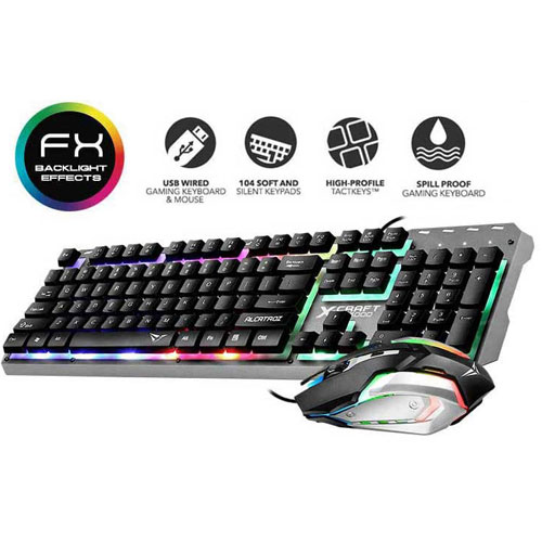 ALCATROZ WATERPROOF USB RGB WIRED COMBO KEYBOARD AND MOUSE X-CRAFT XC3000_1