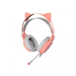 Ajazz STH200 Pink Kitty Quartz RGB Gaming Headset 7.1 Noise-cancelling Microphone