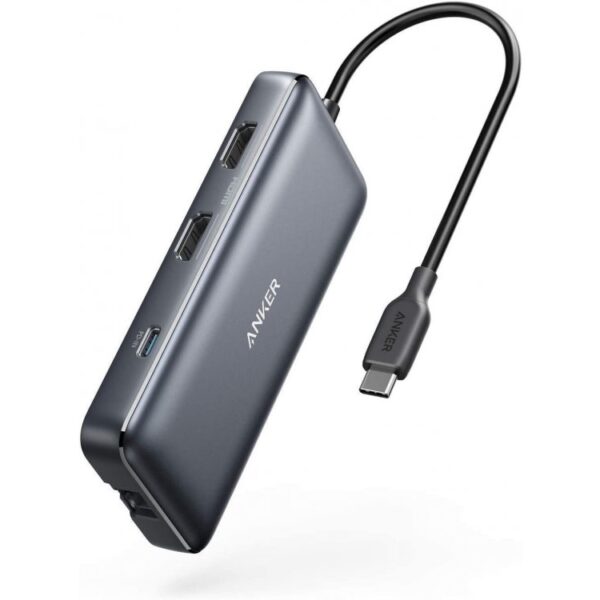 Anker PowerExpand 8-in-1 USB C Data Hub-HDMI/4K*2 + LAN*1 + USB3.0*2 + SD/Micro SD Card reader*1 + 100W PD Charging*1 - A83800A1