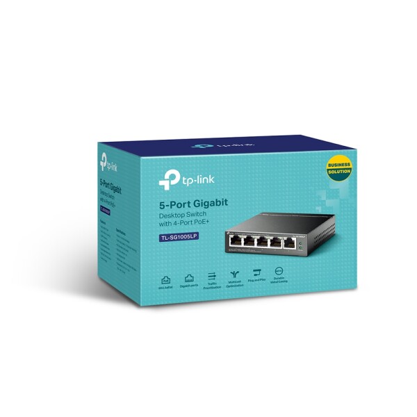 SWITCH 5 Port 1Gigabit with 4-Port PoE+ 40W Desktop Case TL-SG1005LP