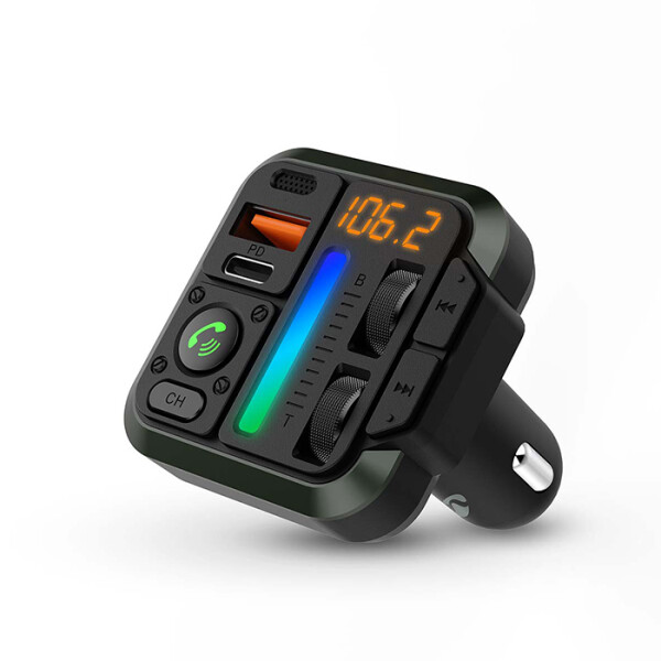 3 σε 1 Bluetooth αναμεταδότης FM hands free και φορτιστής με οθόνη LED RGB φωτισμό και λειτουργία Bass Boost NEDIS CATR2024BK