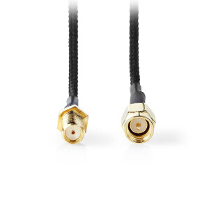 Υφασμάτινο καλώδιο SMA θηλ - SMA αρσ με επίχρυσα βύσματα 0.50m NEDIS CSGL02020BK05