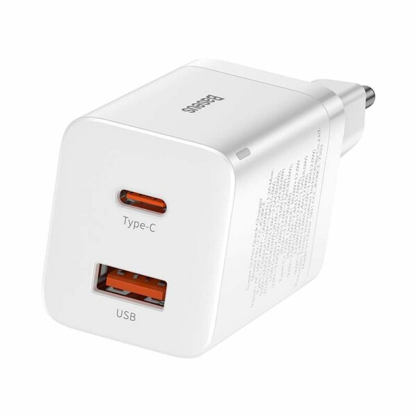 Baseus Φορτιστής Χωρίς Καλώδιο με Θύρα USB-A και Θύρα USB-C 30W Power Delivery Λευκός Super Si Pro (CCSUPP-E02)