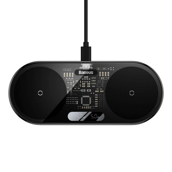 Baseus Dual Qi Wireless Charger Digital Led Display, 20w (WXSX010101)