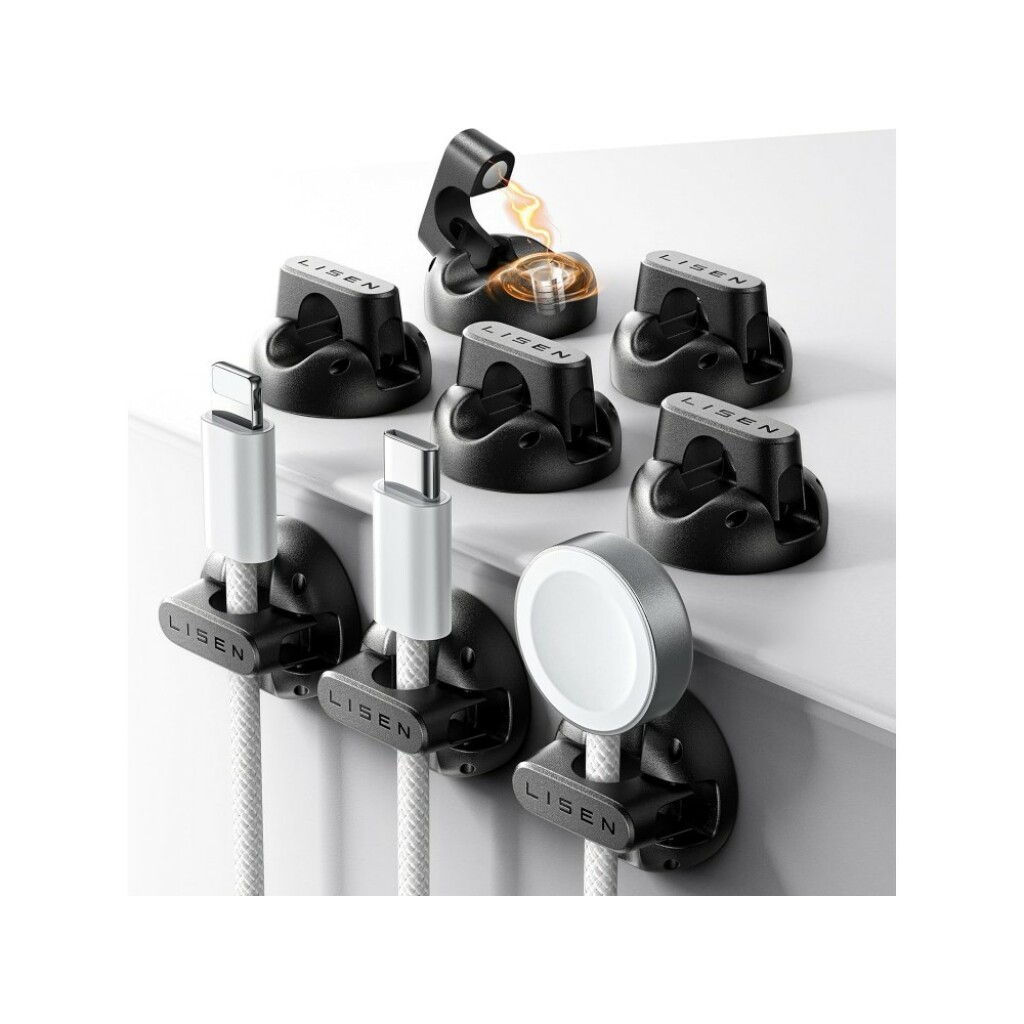 Lisen Magnetic Cable Organizer Clip Οργάνωσης Καλωδίων Σετ των 8