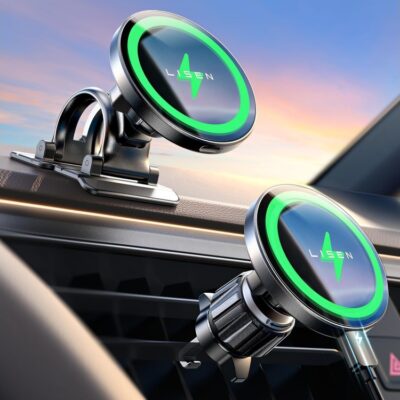 Lisen Magnetic Car Phone Mount & 15W Charger