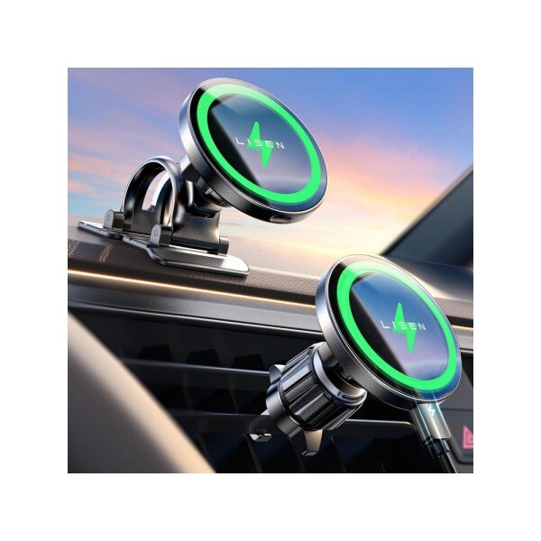 Lisen Magnetic Car Phone Mount & 15W Charger