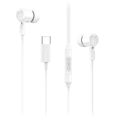 Ενσύρματα in-ear μεταλλικά ακουστικά με μικρόφωνο και βύσμα USB-C, σε λευκό χρώμα XO EP81