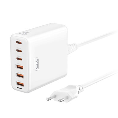 Universal φορτιστής GaN με 6 εξόδους, 3xUSB-C και 3xUSB-A και ενσωματωμένο καλώδιο τροφοδοσίας, 75W XO L133 (EU) 75W GAN 3A + 3C FAST CHARGER WITH 1.5m POWER CORD