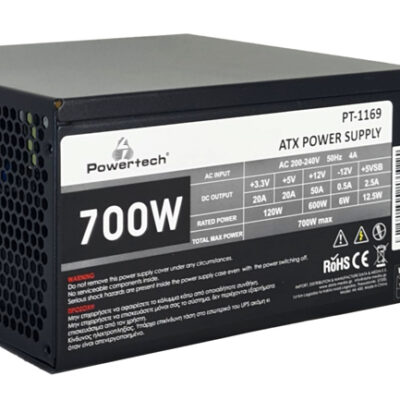 POWERTECH τροφοδοτικό για PC PT-1169, 700W, ATX, 140mm Fan