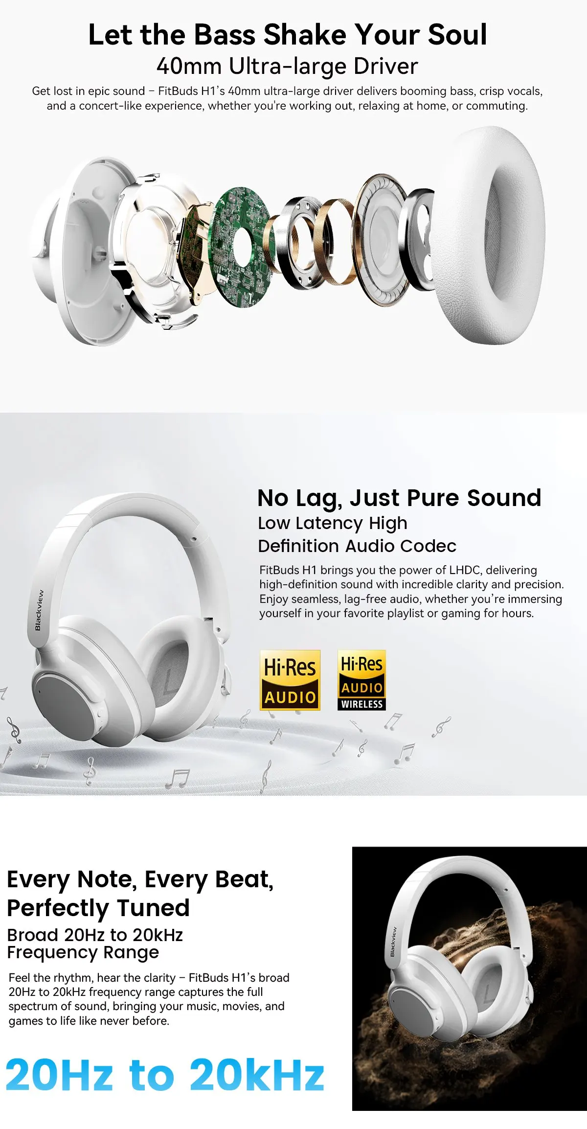 Blackview Fitbuds H1 Hybrid Active Noise Cancelling Headphone