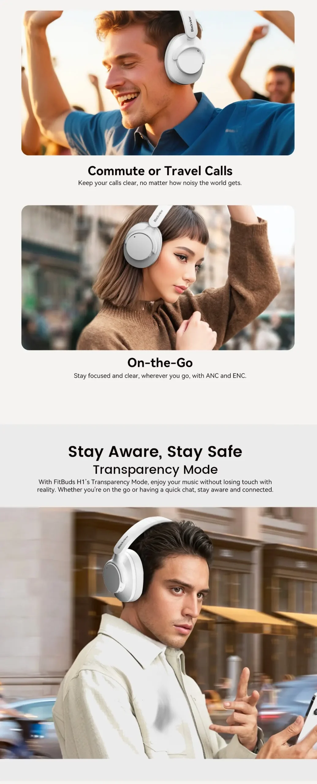 Blackview Fitbuds H1 Hybrid Active Noise Cancelling Headphone