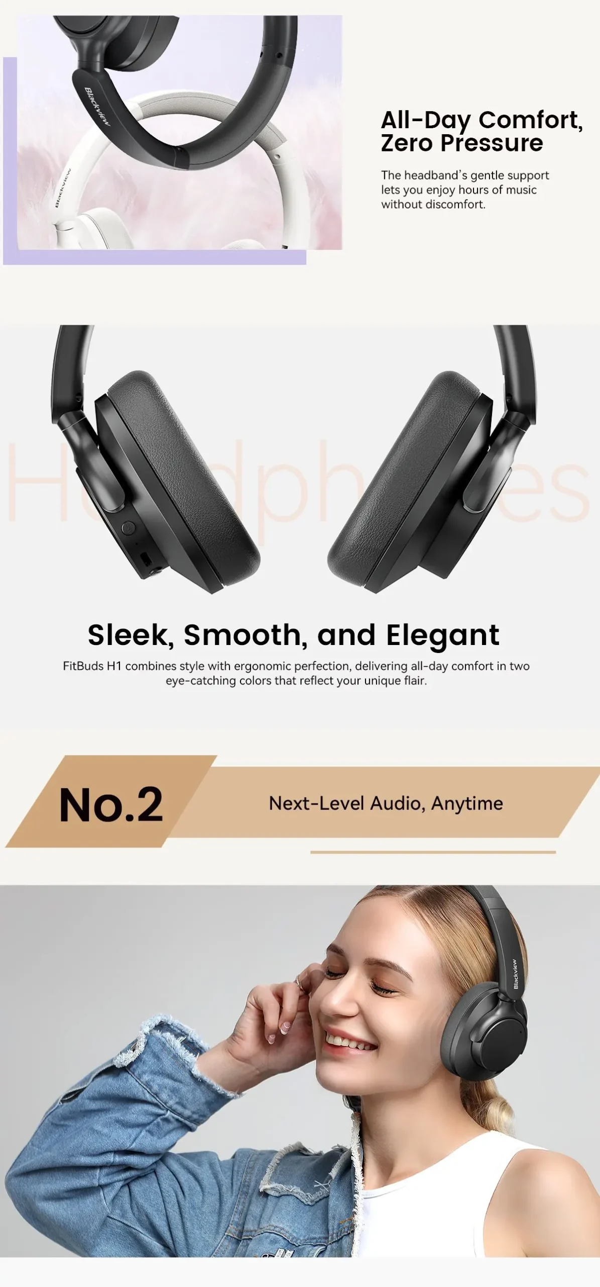Blackview Fitbuds H1 Hybrid Active Noise Cancelling Headphone
