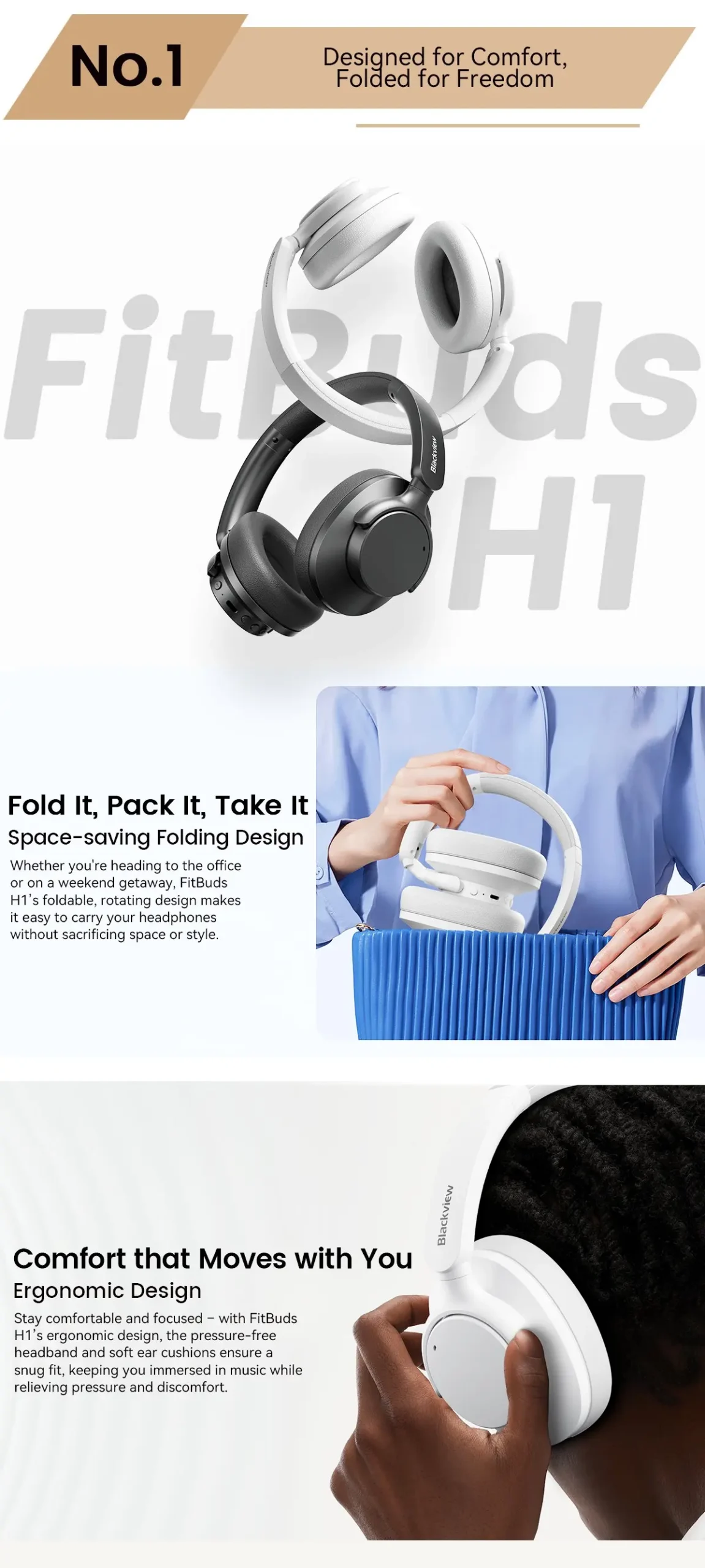 Blackview Fitbuds H1 Hybrid Active Noise Cancelling Headphone