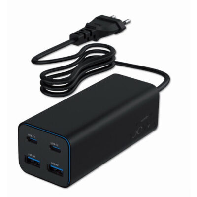 GEMBIRD 4-PORT 100W GaN USB PD FAST CHARGER BLACK TA-UC-2A2C-PD100-01-BK