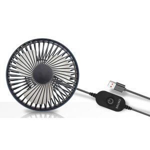 BRUNO ανεμιστήρας αυτοκινήτου BRN-0284, 5" ιντσών, με περιστροφή 360°, 2 ταχύτητες και καλώδιο USB